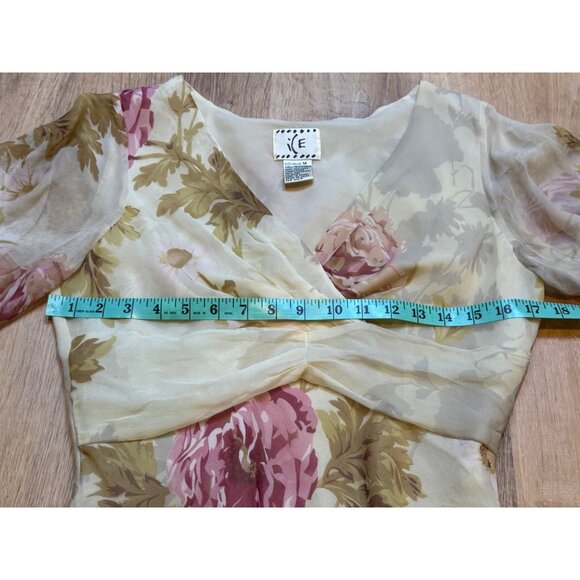 Y2K ICE Floral Silk Fairy Blouse Top By Ice S - Picture 4 of 6